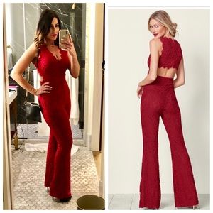 Venus Red Lace Jumpsuit